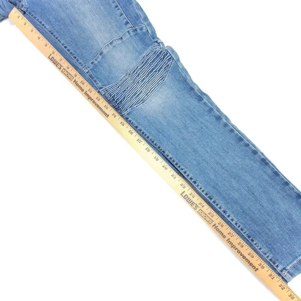 ZARA Man New Biker Moto Ribbed Tailored Skinny Jeans Blue Denim Mens 30 x 32